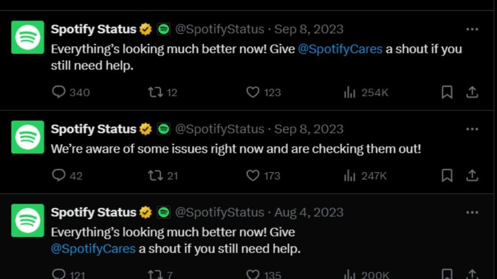 Spotify update on X